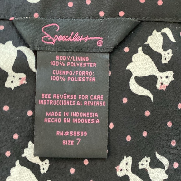 Speechless Black Dress with White Cats, Size 7 - Picture 14 of 16